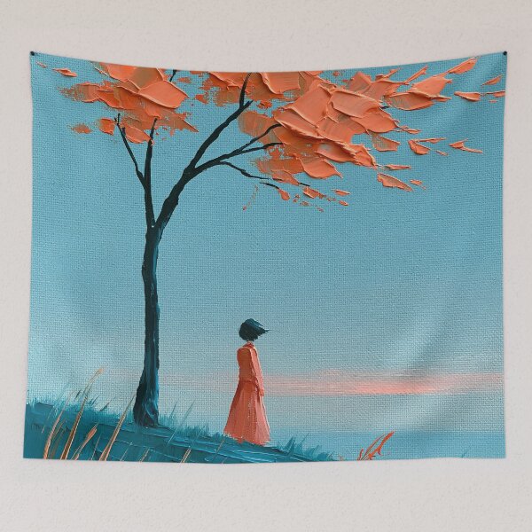 Item preview, Loneliness in the Wind - Impasto Style Solitary Figure designed and sold by SlowRegardArt.
