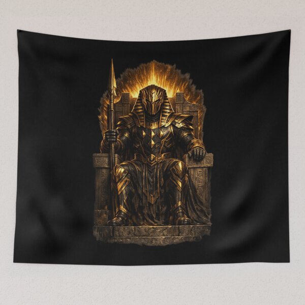 Item preview, Egyptian Pharaoh Warrior on Throne — Gold Dark Power Art | Historic Fantasy Print designed and sold by ArtoryWorks.