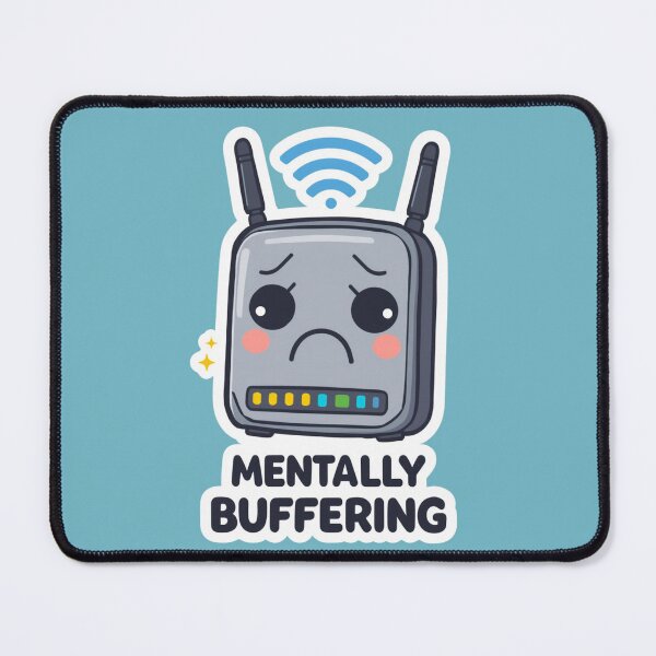 Item preview, Mentally Buffering Funny WiFi Router Sticker | Cute Meme Aesthetic T-Shirt designed and sold by magiquecreations.