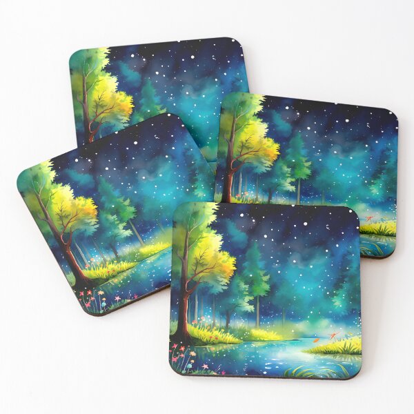 Item preview, Trees By Lake Under Midnight Sky Digital Art designed and sold by DEC02.