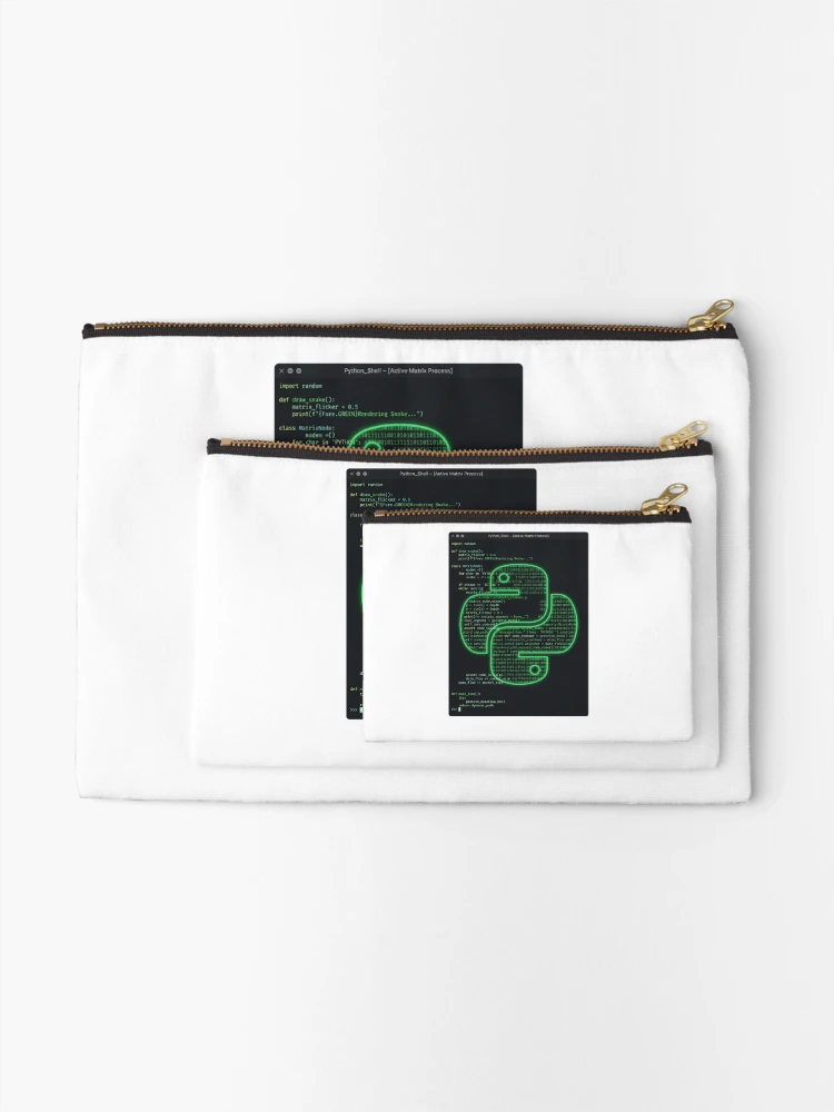 Thumbnail 2 of 4, Zipper Pouch, Python Developer Code Terminal Glitch Software Engineer designed and sold by PictoVibe.