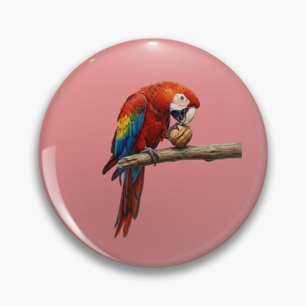 Item preview, Realistic Scarlet Macaw Parrot Cracking a Walnut  designed and sold by Utopian-Magic.