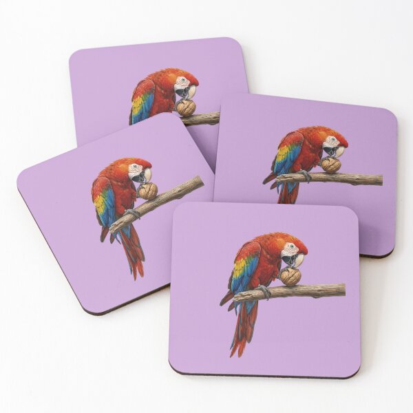 Item preview, Realistic Scarlet Macaw Parrot Cracking a Walnut  designed and sold by Utopian-Magic.