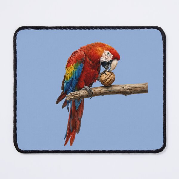 Item preview, Realistic Scarlet Macaw Parrot Cracking a Walnut  designed and sold by Utopian-Magic.