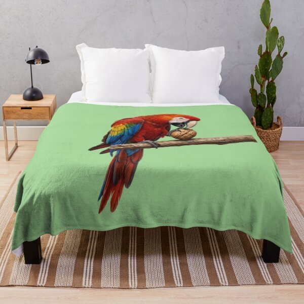 Item preview, Realistic Scarlet Macaw Parrot Cracking a Walnut  designed and sold by Utopian-Magic.