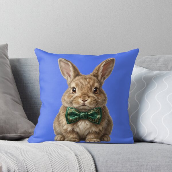 Item preview, Cute Vintage Fluffy Bunny with Emerald Green Bow Tie designed and sold by Utopian-Magic.