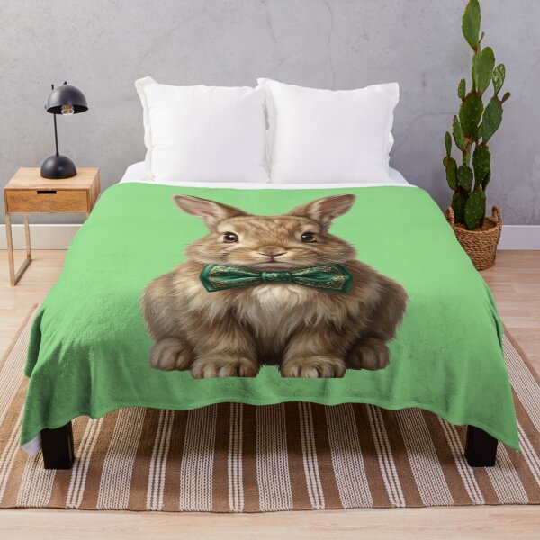 Item preview, Cute Vintage Fluffy Bunny with Emerald Green Bow Tie designed and sold by Utopian-Magic.