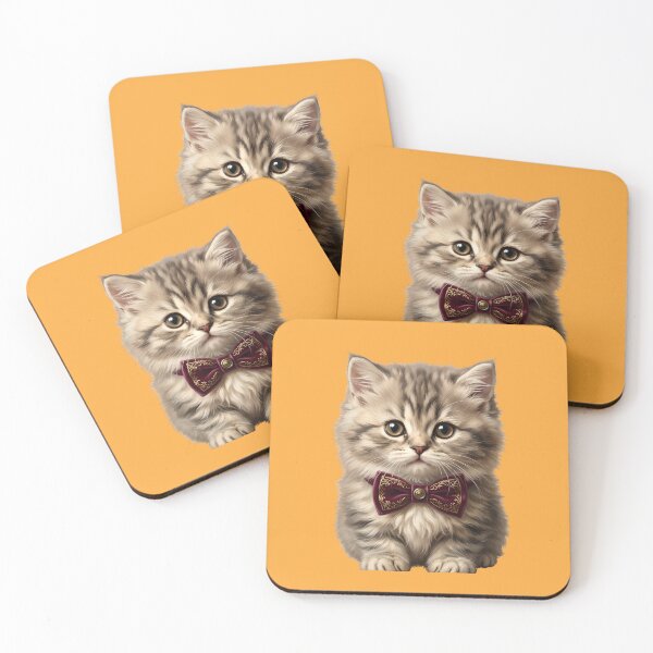 Item preview, Cute Vintage Fluffy Kitten with Elegant Bow Tie  designed and sold by Utopian-Magic.