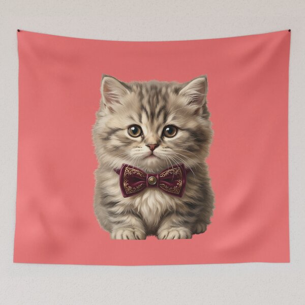 Item preview, Cute Vintage Fluffy Kitten with Elegant Bow Tie  designed and sold by Utopian-Magic.
