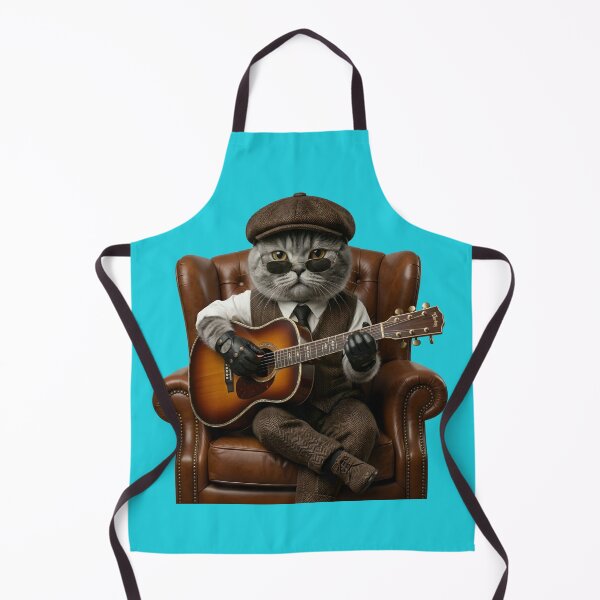 Item preview, Cool Blues Cat Guitarist in Leather Armchair designed and sold by Utopian-Magic.