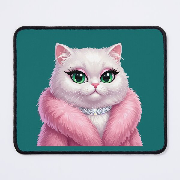 Item preview, Glamour White Cat in Pink Fur Coat Sticker designed and sold by Utopian-Magic.