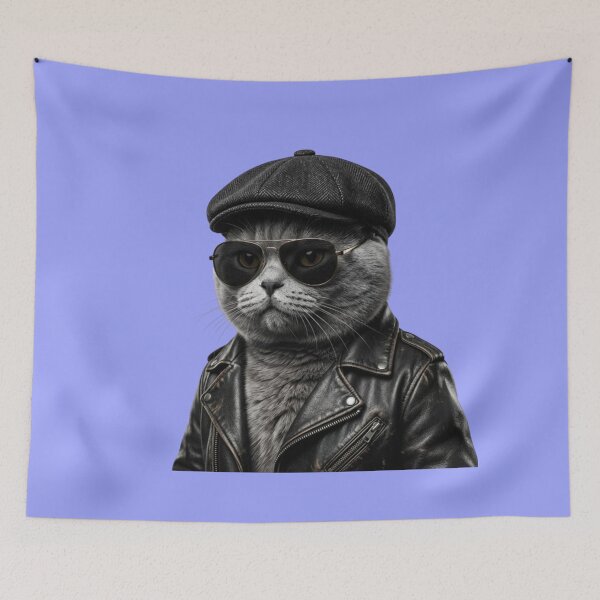 Item preview, Cool Gangster Cat Badass Kitten in Leather Jacket  designed and sold by Utopian-Magic.