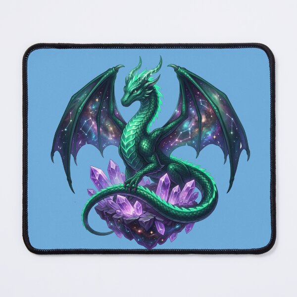 Item preview, Cosmic Emerald Dragon Celestial Galaxy Amethyst designed and sold by Utopian-Magic.