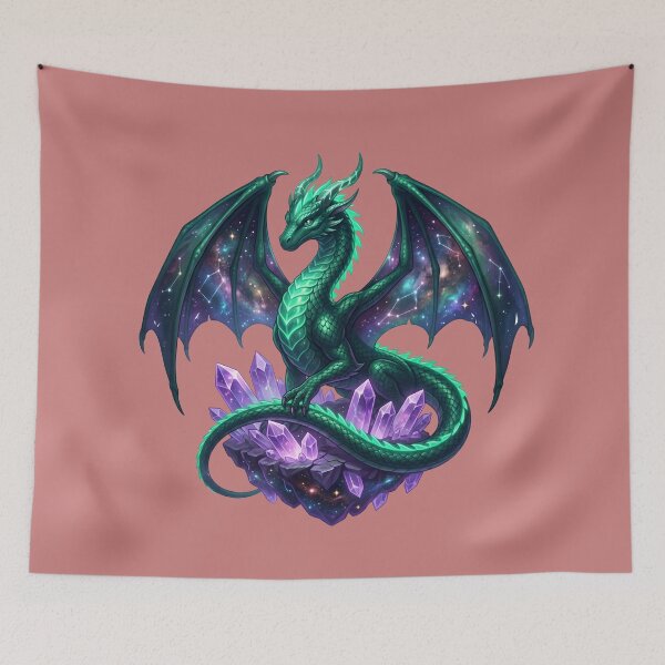 Item preview, Cosmic Emerald Dragon Celestial Galaxy Amethyst  designed and sold by Utopian-Magic.