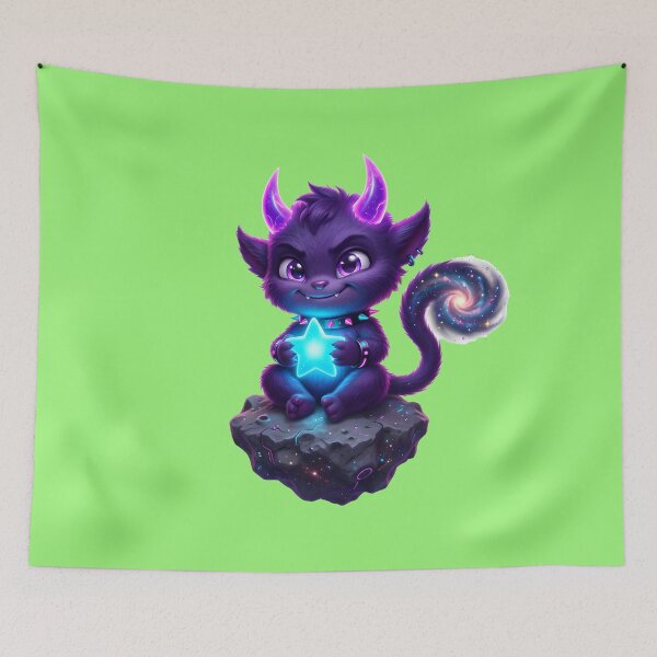 Item preview, Cosmic Cyber Devil Neon Galaxy Space Demon  designed and sold by Utopian-Magic.