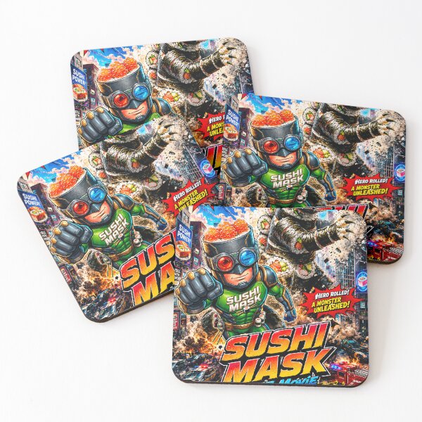 Item preview, SUSHI MASK THE MOVIE: Revenge of the Sushi Kaiju Poster Art designed and sold by Surreal Characters & Cute Pups.