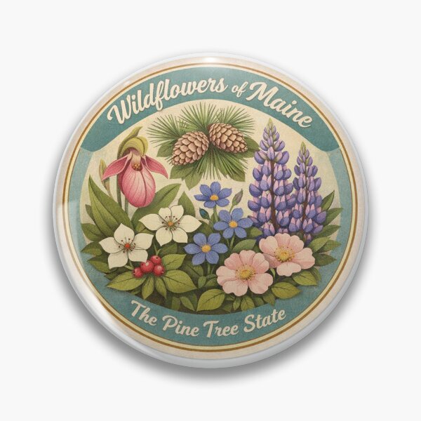 Item preview, Wildflowers of Maine – Vintage Botanical Circular Sticker designed and sold by SachaMuru.