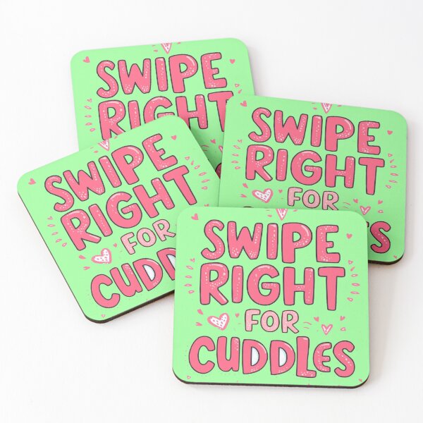 Item preview, Swipe Right For Cuddles Funny Dating Quote Cute Pink Typography designed and sold by ConfuseLab Shop.