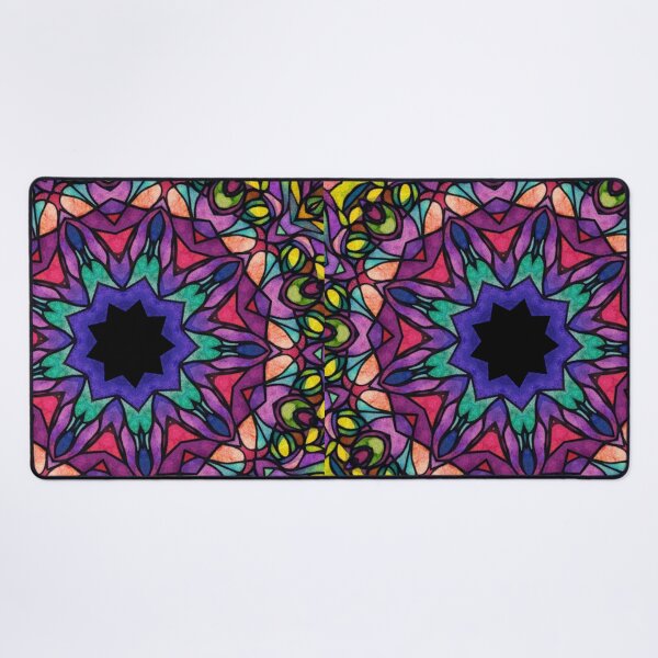 Item preview, Kaleidoscopic Dream Bloom Mandala | Stained Glass Fantasy Art Print designed and sold by LuxuryApparels.