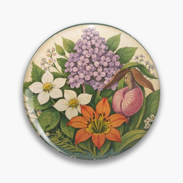 Item preview, New Hampshire Vintage Botanical Badge – Retro Floral State Sticker designed and sold by SachaMuru.