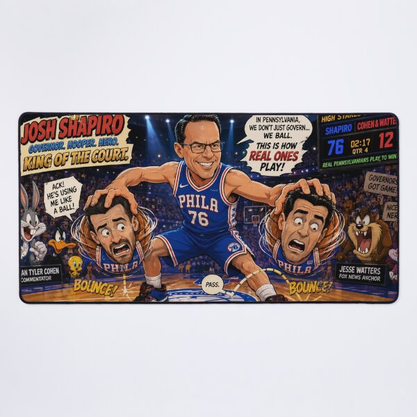 Item preview, Cartoon Basketball Showdown: Josh Shapiro vs. Brian Tyler Cohen & Jesse Watters designed and sold by Uniqueartai.
