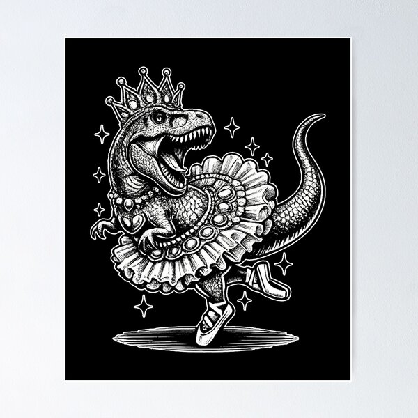 Item preview, mens ballet dancing t-rex in tutu and slippers performance designed and sold by cass-vale-lab.