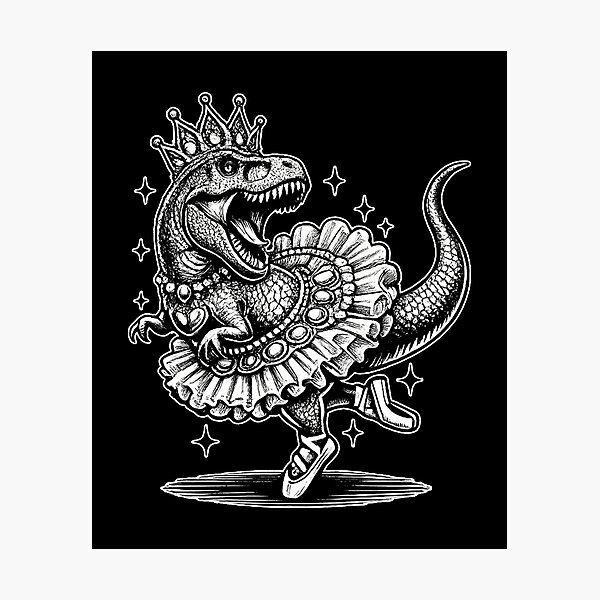 Aperçu de l'œuvre spectacle de ballet masculin d'un T-Rex en tutu et pantoufles créée et vendue par cass-vale-lab.