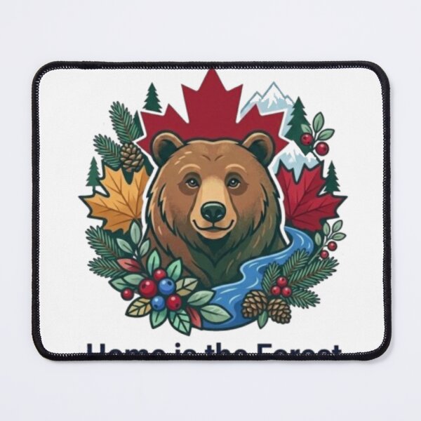 Item preview, Home Is The Forest Canadian Bear Illustration designed and sold by Northern Glow Art.