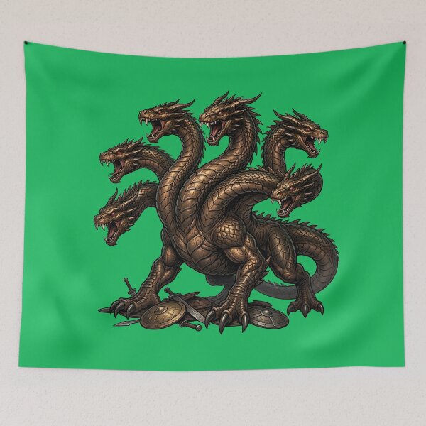 Item preview, Fantasy Hydra Dragon Mythological Three Headed Beast Warrior designed and sold by Utopian-Magic.