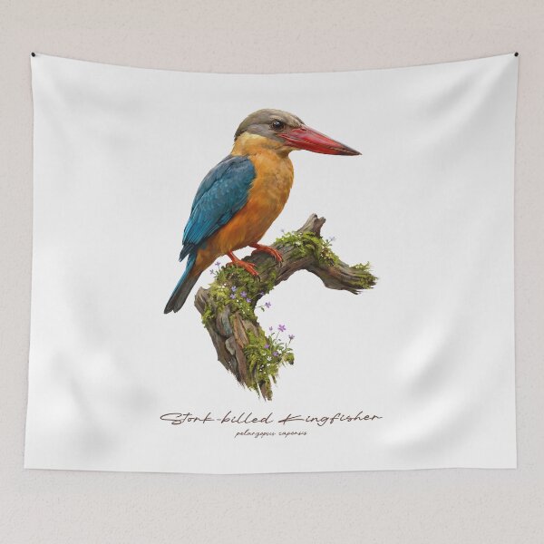Item preview, Stork-billed Kingfisher on Mossy Branch designed and sold by Takeda-art.