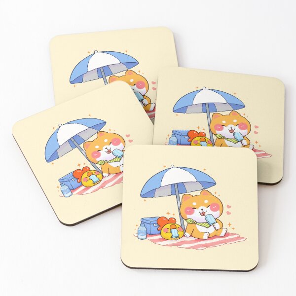 Item preview, Cute Summer Shiba Inu and Chick Eating Ice Cream Kawaii Illustration designed and sold by NasDoodleArt.