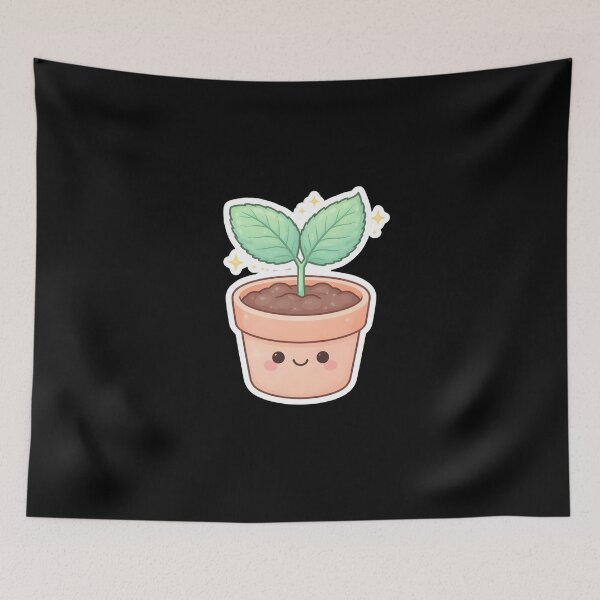 Item preview, Kawaii Plant Sticker Cute Smiling Potted Plant designed and sold by FestivityFinds.