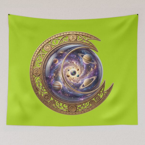 Item preview, Cosmic Runes Moon Ornate Galaxy Astrological Astrolabe designed and sold by Utopian-Magic.