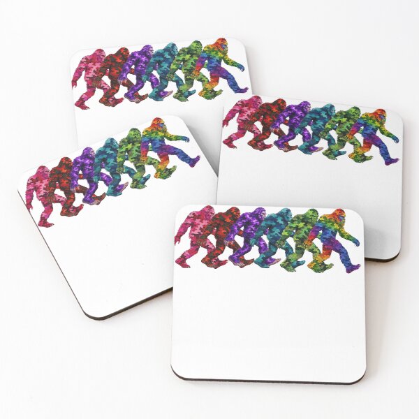 Item preview, Spectrum Camo Bigfoot Lineup | Colorful Sasquatch Evolution Graphic designed and sold by Swanny's Custom T-shirt and Gift Designs.