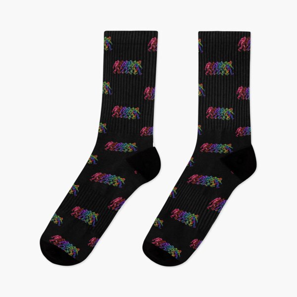 Item preview, Spectrum Camo Bigfoot Lineup | Colorful Sasquatch Evolution Graphic designed and sold by Swanny's Custom T-shirt and Gift Designs.