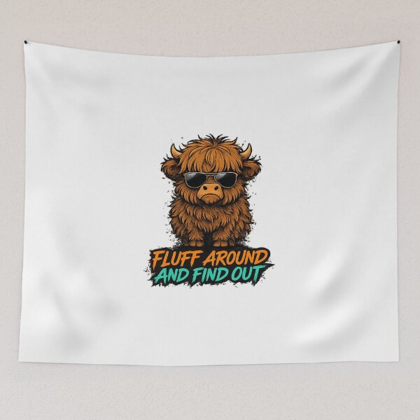 Item preview, fluff around and find out funny highland cow designed and sold by cass-vale-lab.