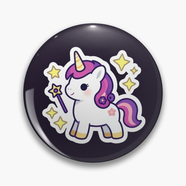 Item preview, Cute Kawaii Magic Unicorn: Purple Mane Fantasy Sticker with Wand & Stars designed and sold by Yasmine Mohammed.