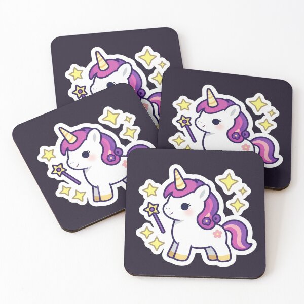 Item preview, Cute Kawaii Magic Unicorn: Purple Mane Fantasy Sticker with Wand & Stars designed and sold by Yasmine Mohammed.