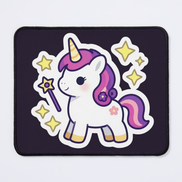 Item preview, Cute Kawaii Magic Unicorn: Purple Mane Fantasy Sticker with Wand & Stars designed and sold by Yasmine Mohammed.