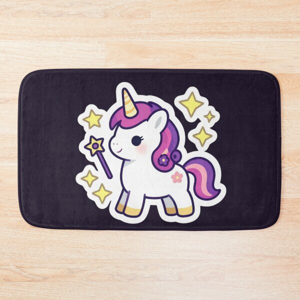 Item preview, Cute Kawaii Magic Unicorn: Purple Mane Fantasy Sticker with Wand & Stars designed and sold by Yasmine Mohammed.
