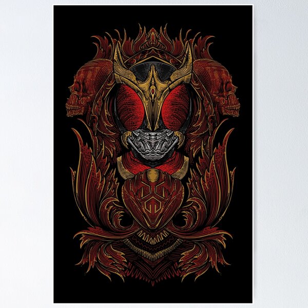 Item preview, Red Gold Masked Rider Engraving Style designed and sold by mazyoy.
