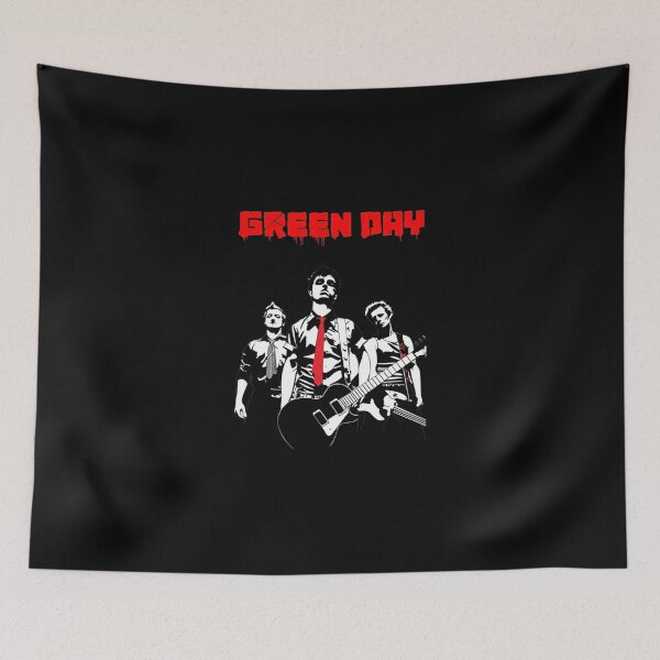 Item preview, Green Day Rock Band Black and White Red Tie Art designed and sold by Moonpaw-Whimsy.