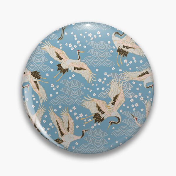 Item preview, Chinoiserie Cranes on blue designed and sold by Boy and Belugee.