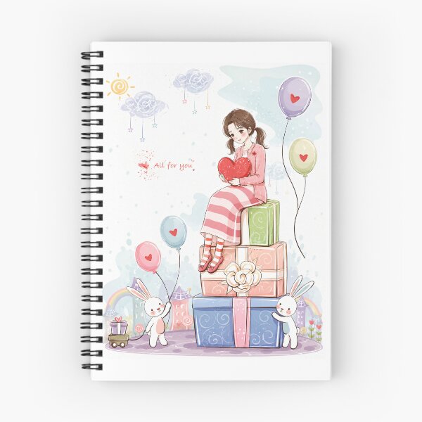 Item preview, Cute Girl with Heart Balloon and Gift Boxes | Pastel Kawaii Watercolor Illustration | Romantic Anime Aesthetic Art designed and sold by socozora.
