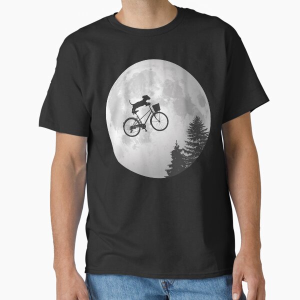 Vista previa del artículo con la obra «Dachshund en bicicleta pasando por la luna», diseñado y vendido por LemonRindDesign.