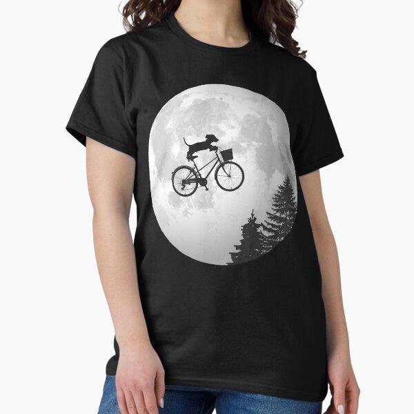 Item preview, Dachshund Biking Past the Moon designed and sold by LemonRindDesign.