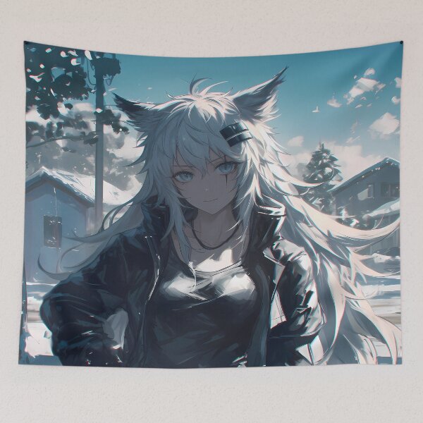 Item preview, Lappland Arknights Prelude To Dawn Snowy Street White Hair designed and sold by 108Recordings.