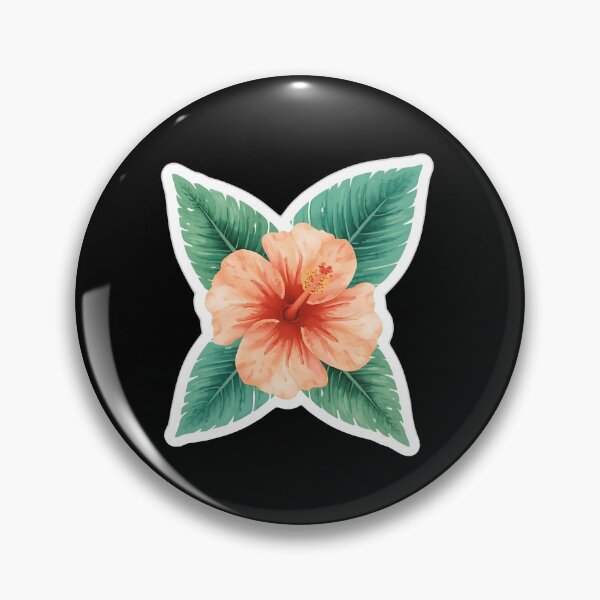 Item preview, Tropical Hibiscus Flower Sticker – Watercolor Palm Leaf Floral Design designed and sold by FestivityFinds.