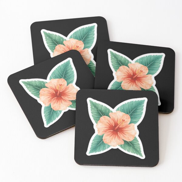 Item preview, Tropical Hibiscus Flower Sticker – Watercolor Palm Leaf Floral Design designed and sold by FestivityFinds.
