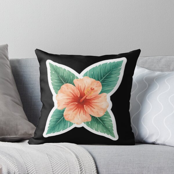 Item preview, Tropical Hibiscus Flower Sticker – Watercolor Palm Leaf Floral Design designed and sold by FestivityFinds.